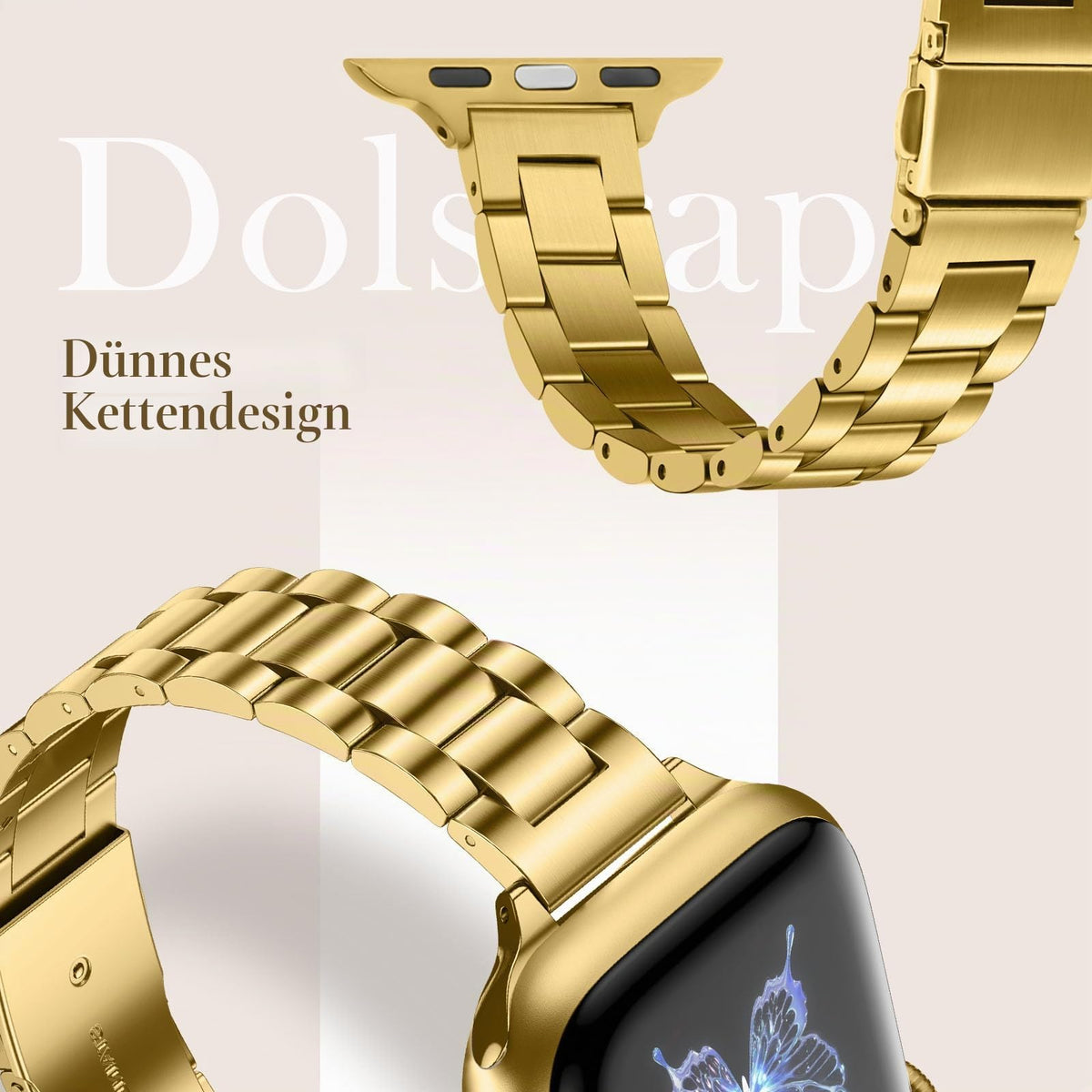 Apple Watch Compatible Thin Stainless Steel Band Slim – Gold