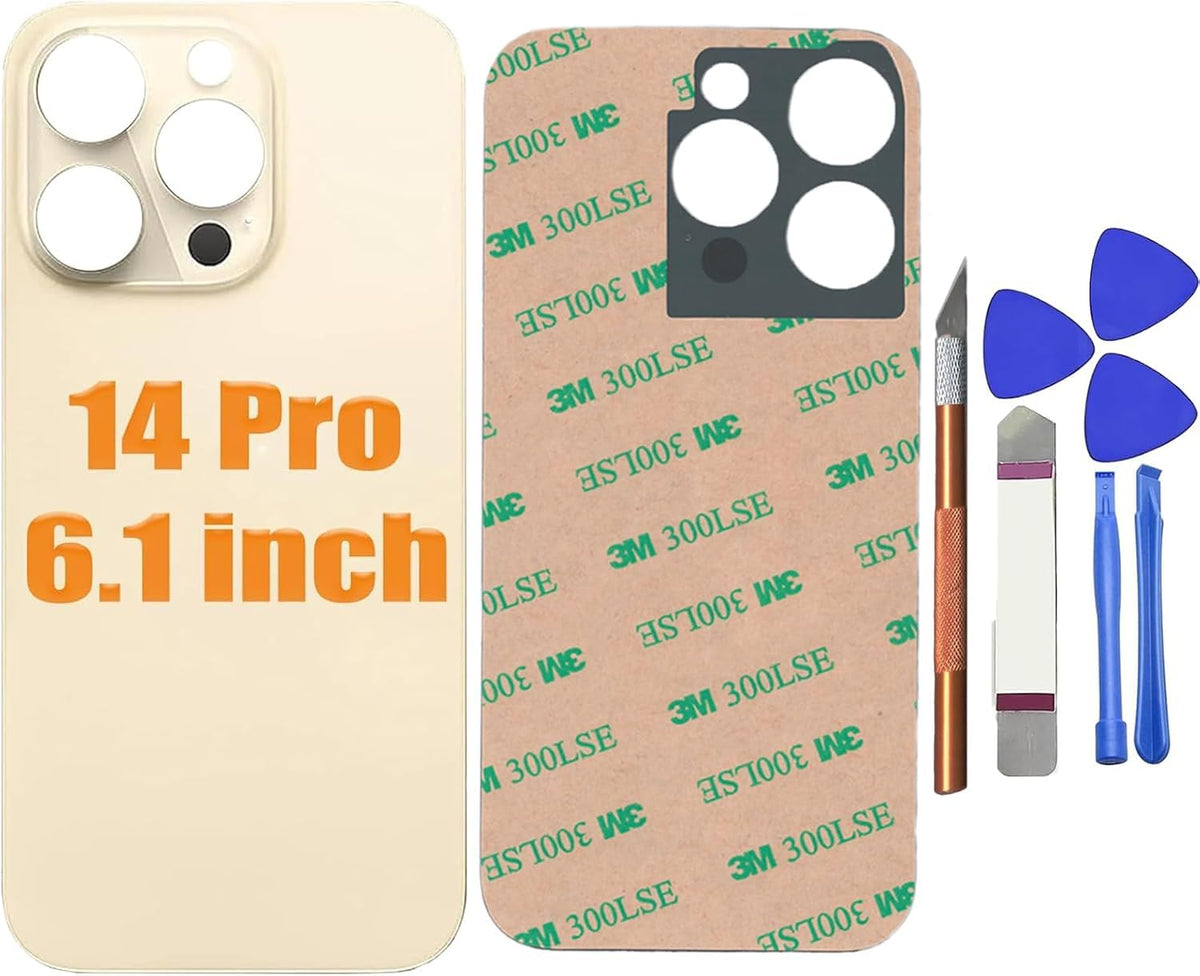 iPhone 14 Pro Replacement Glass Back Cover 6.1in with Repair Tool Set – Gold