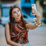 Breloc de chei de încheietură din macrame stil boem floral – Verde