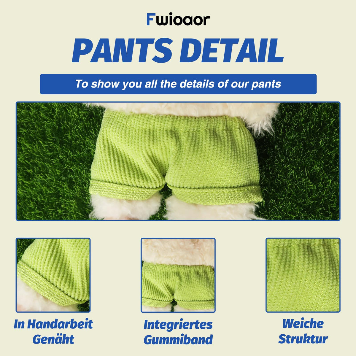 Set hăinuțe lucrate manual din 5 piese model herringbone pentru păpuși 15-17 cm – Verde