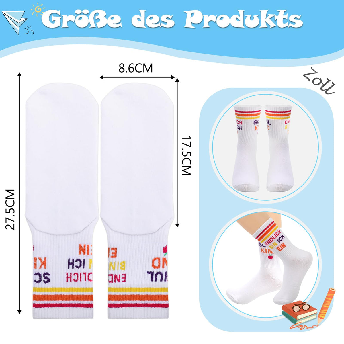 Șosete fetițe DPKOW mărimi 25-34 cadou început de an școlar – Multicolor