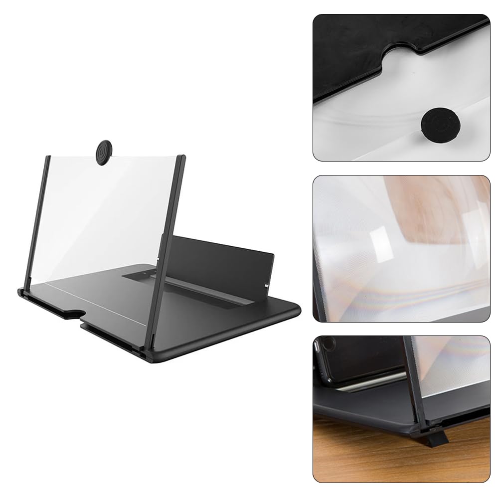 Mobile phone magnifying screen, mobile phone screen magnifier, 3D screen magnifier, mobile phone magnifying glass, suitable for watching films and videos and offers you a better viewing experience, 14 inches, black