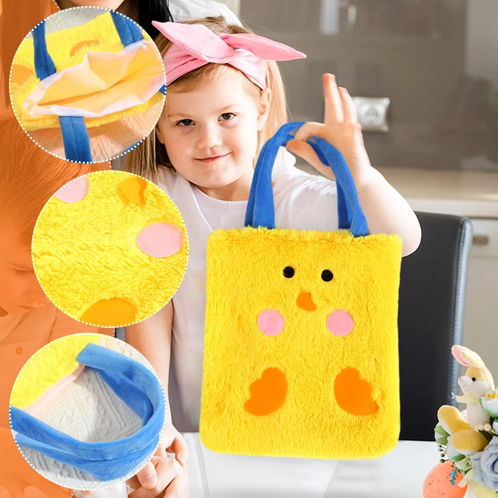 Punguțe cadou de Paște din pluș cu iepuraș, set 3 bucăți cu mânere – Multicolor