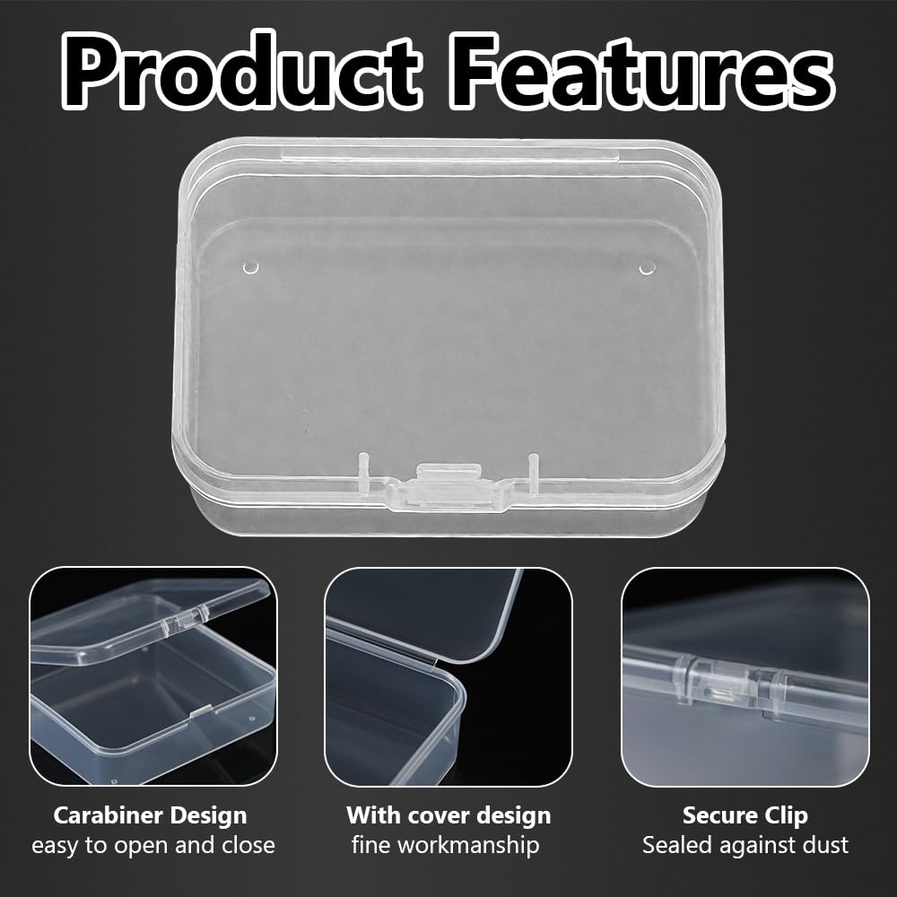 18-Piece Large Rectangular Plastic Storage Boxes Transparent Organizer for Jewellery & Crafts – Clear