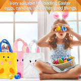 Punguțe cadou de Paște din pluș cu iepuraș, set 3 bucăți cu mânere – Multicolor