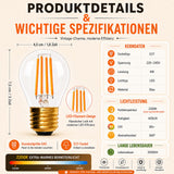 Becuri LED decorative vintage E27 G45 4W 2200K lumină caldă Edison, set 6 bucăți