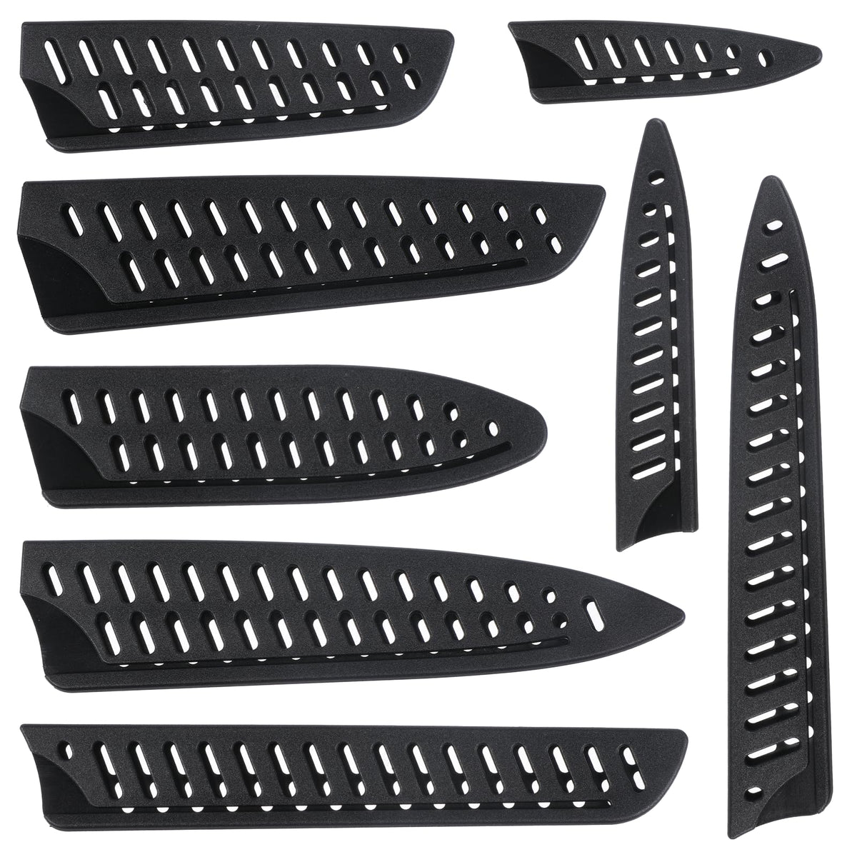 Tece huse de protecție pentru lame de cuțite din plastic aerisit, set 8 bucăți – Mărimi diverse