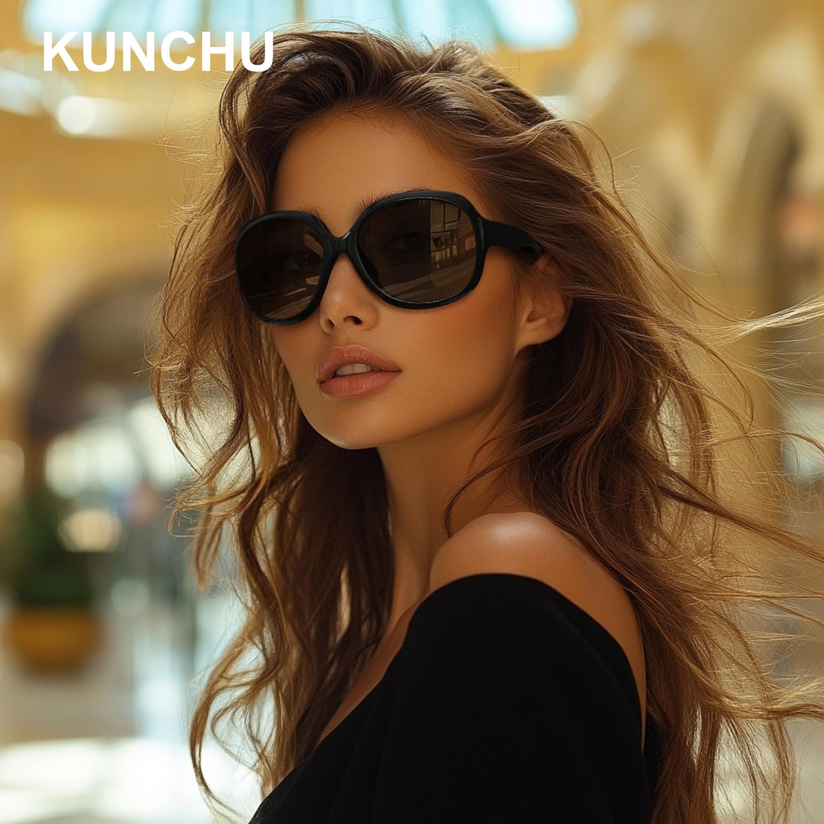 Ochelari de soare pătrați polarizați supradimensionați UV400 unisex – Negru/Roșu Mare
