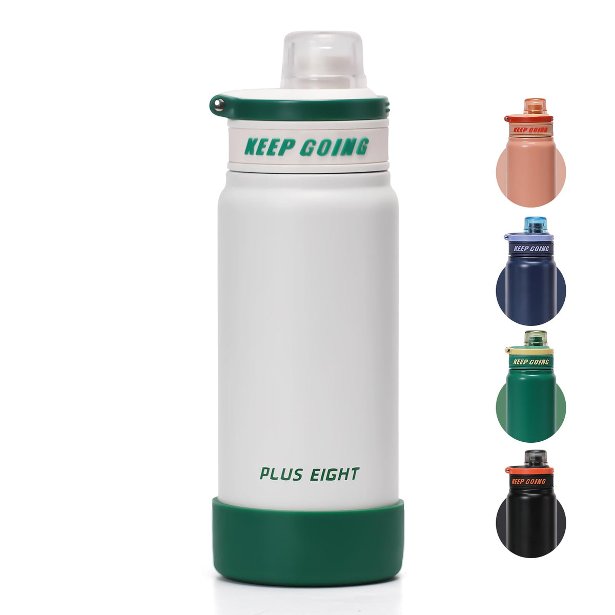 Stainless Steel Water Bottle 650ml Leakproof Straw Lid Anti-Dust – White