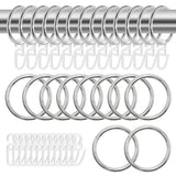 Curtain Rings & Hooks 50 Metal + 50 Plastic 30mm Inner Dia for Rods – White