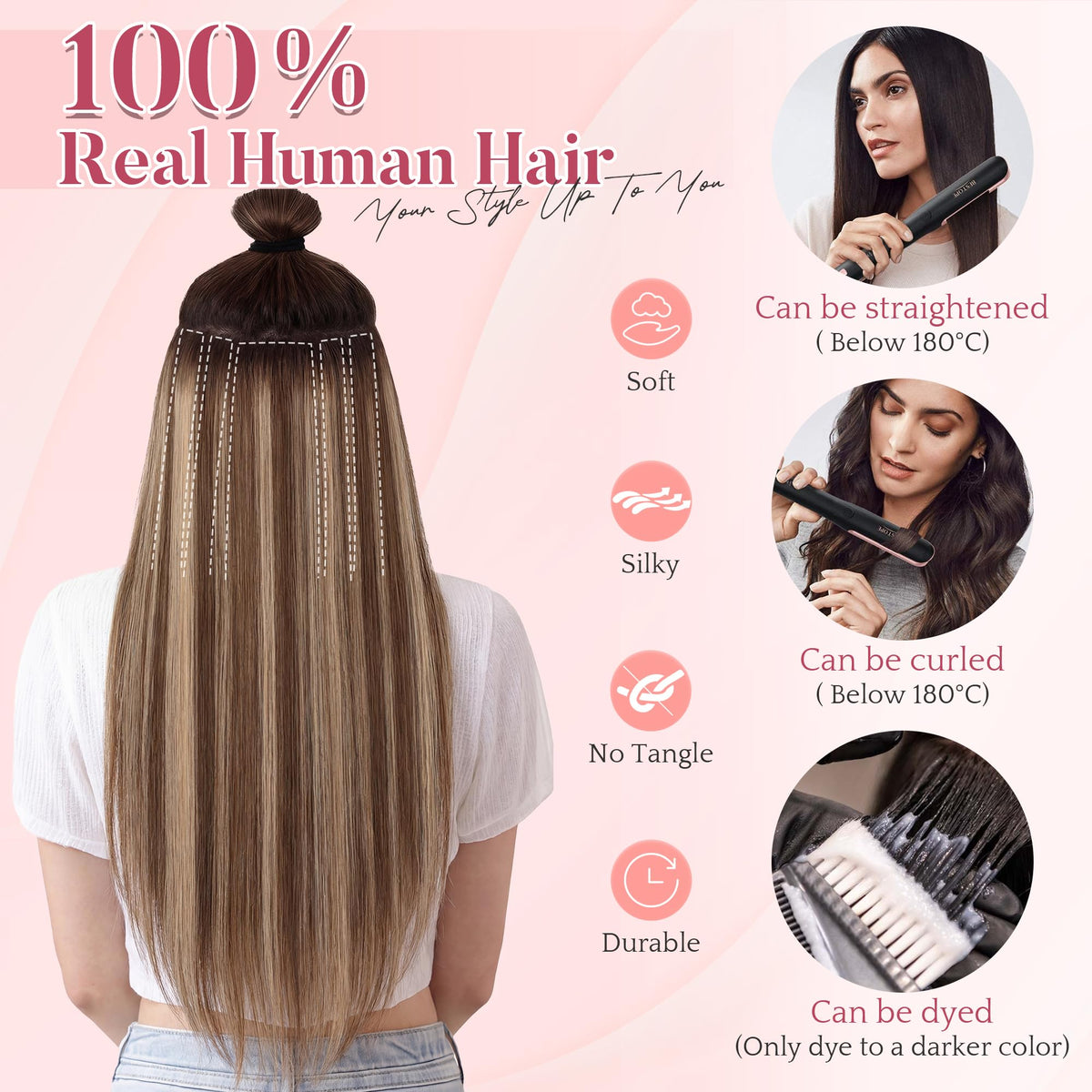 Clip-in Human Hair Extensions Remy Real 5pcs 7-Clips – 25cm 6P613R
