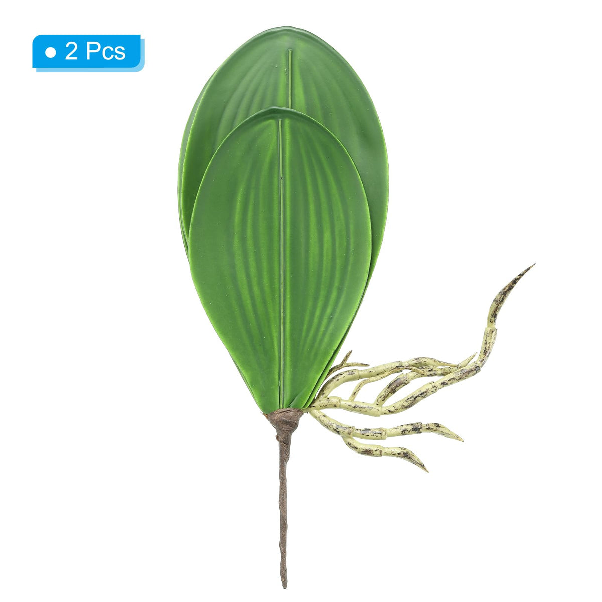 Artificial Phalaenopsis Leaves 5.5in 2pc Realistic Latex for Pot Decoration – Green