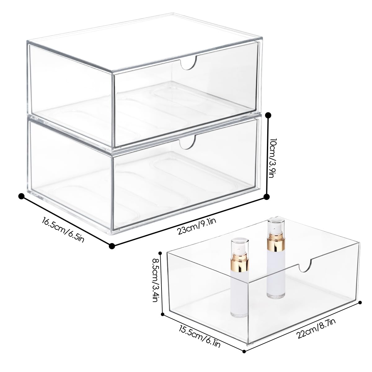 Stackable Transparent Acrylic Cosmetic Organizers – Clear