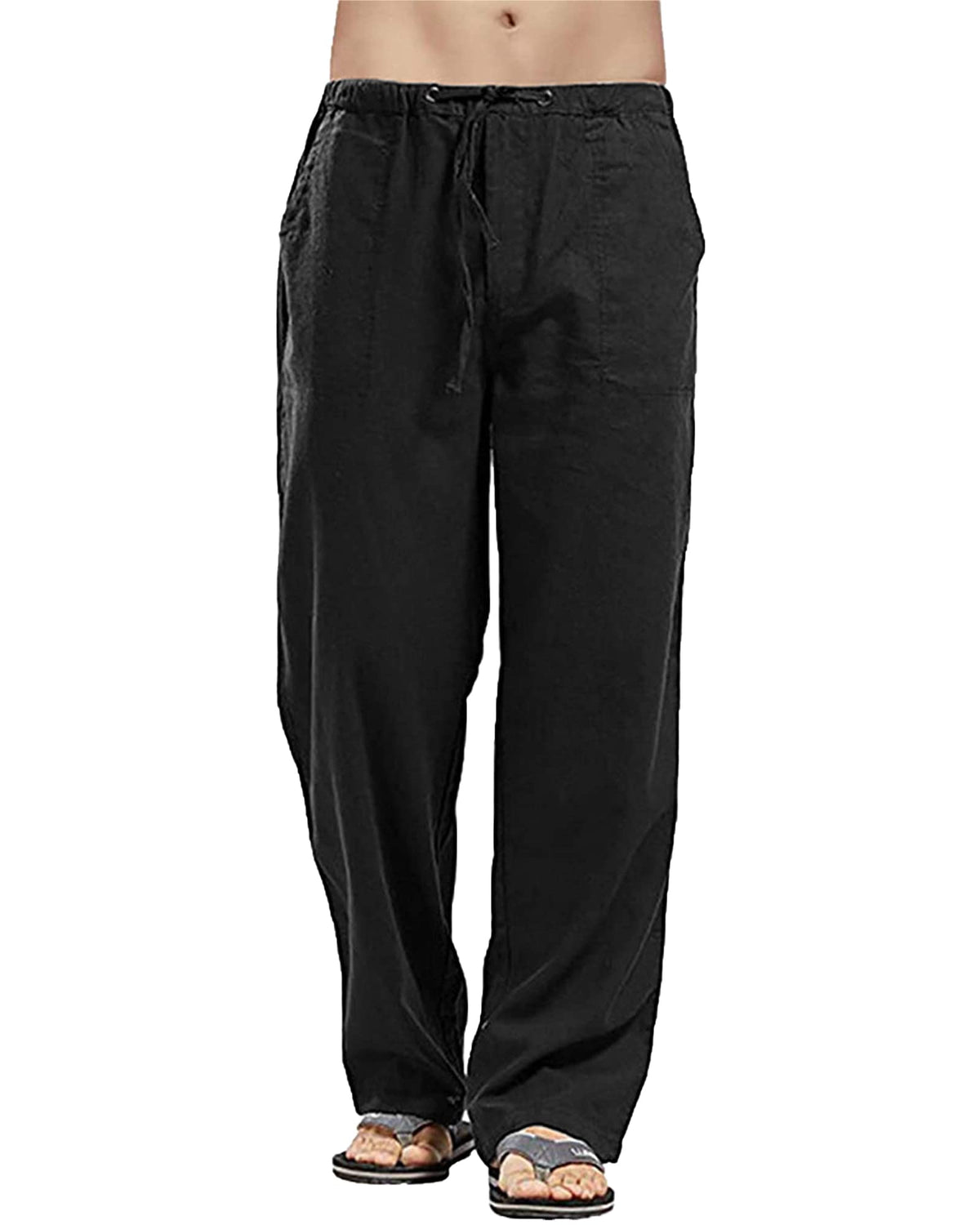 Men's Stretch Beach Yoga Trousers Lightweight Summer Pants – Black 3XL