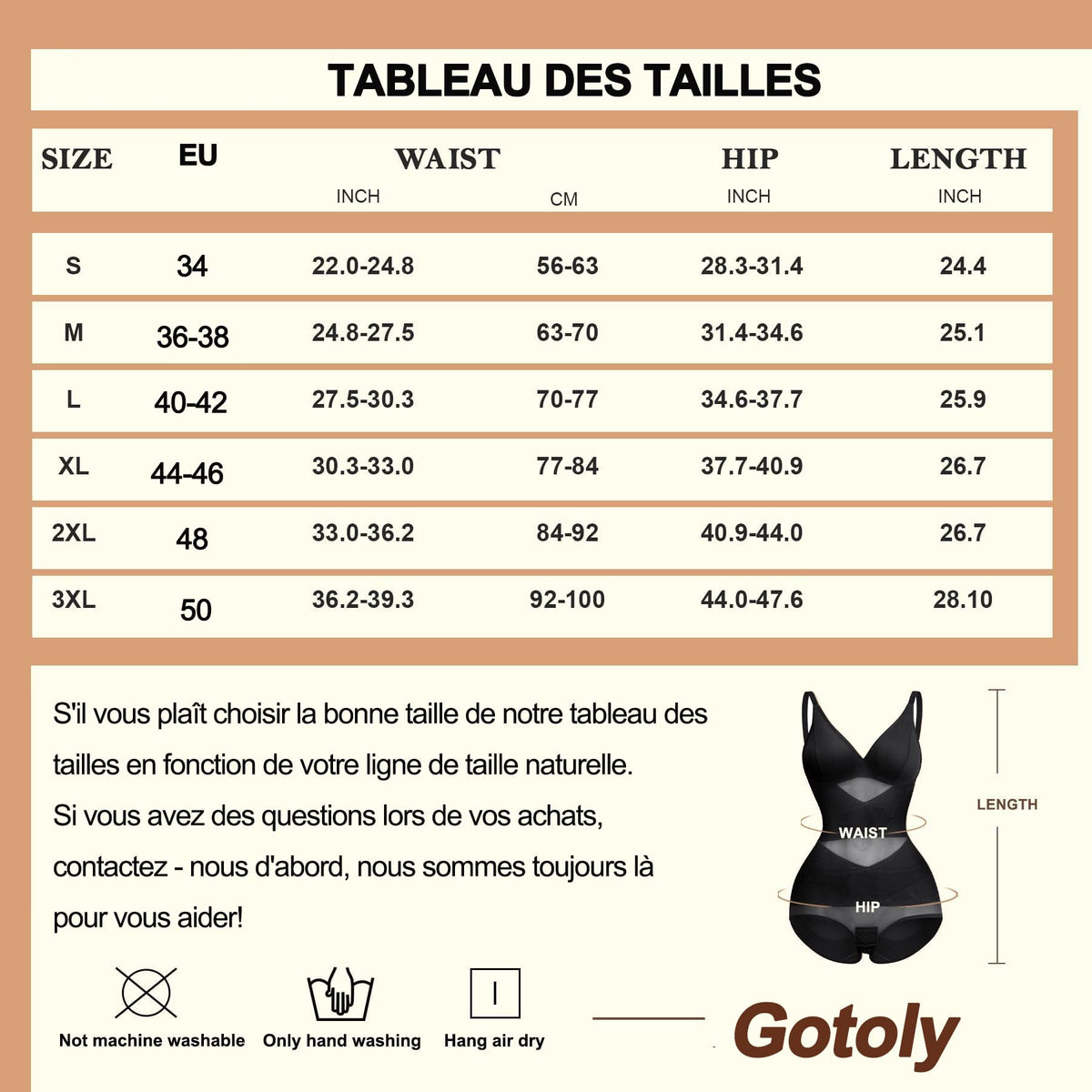 Gotoly Women's Slimming Body Shaper Invisible Bodysuit Shapewear Tops Slimming Underwear Flatten Tummy Control Shapewear Bodysuit with Bra Black 46
