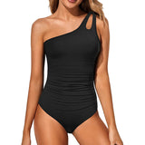 Costum de baie întreg damă USUN elegant decolteu în V push-up cu falduri modelatoare burtică
