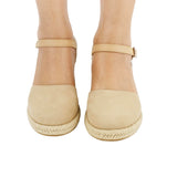 Wedge Espadrille Sandals High Wedge Adjustable Buckle – Beige EU 38