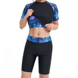 Set costum de înot damă 3 piese protecție UPF50+ cu tricou și pantaloni scurți – Roșu L