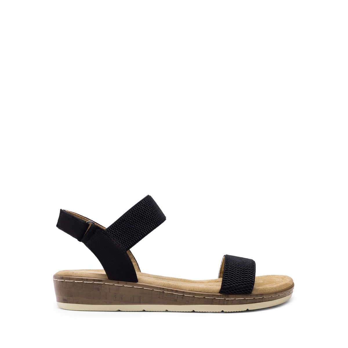 DREAM PAIRS Cork Wedge Sandals Low Heel Adjustable Ankle Strap – Black EU 41.5