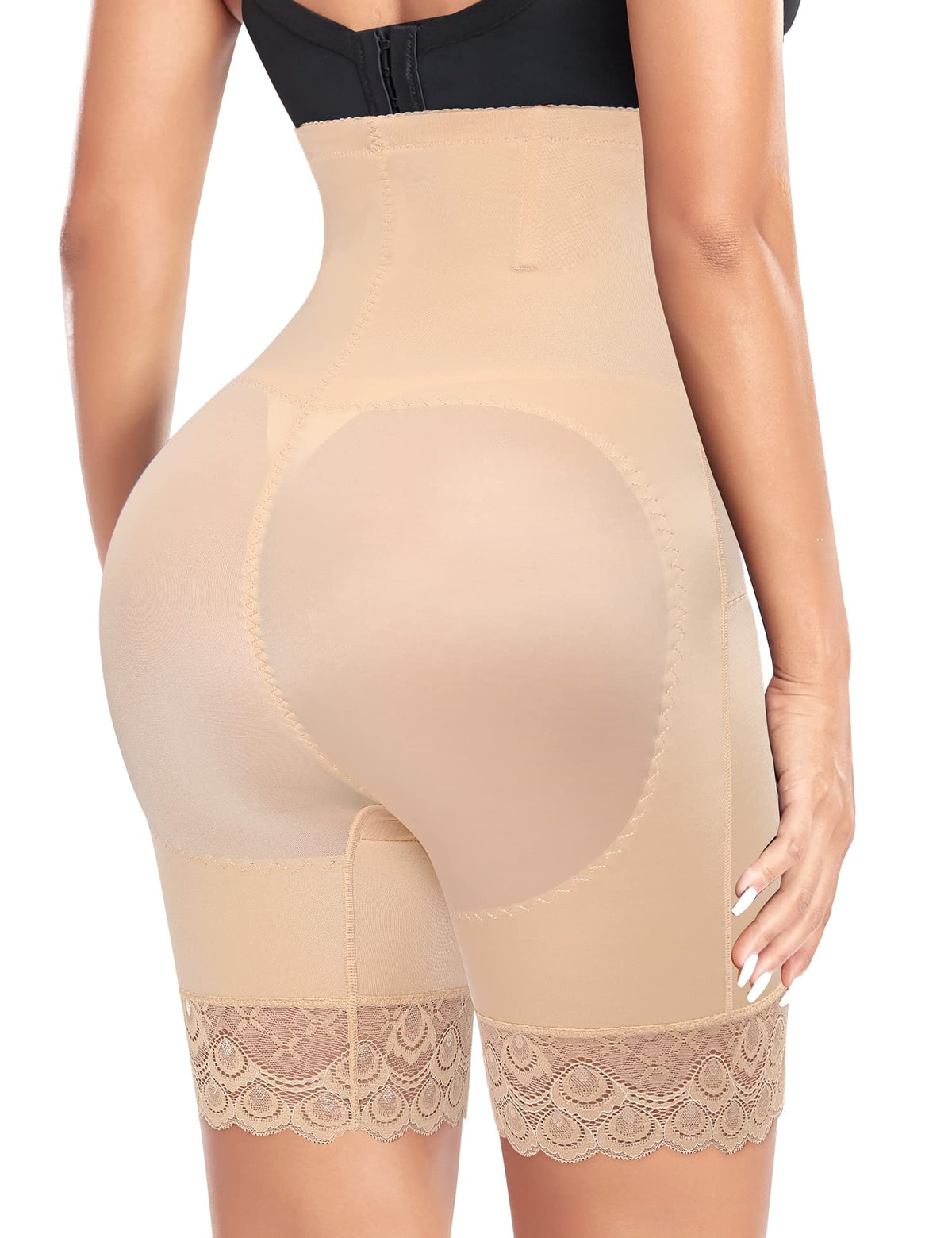 Women's Tummy Control Panties, Flat Tummy Control, Invisible Shapewear, High Waist, Anti-Chafing, Thigh Shapewear, Lace, Shorts, #1 Beige, 48