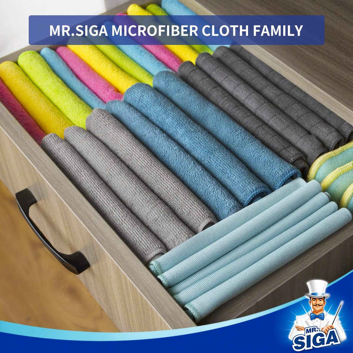 MR.SIGA Microfiber Cleaning Cloth Pack of 12 32x32cm – Blue