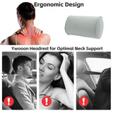 Memory Foam Car Neck Pillow Adjustable Leather Cover for Headrest – Grey