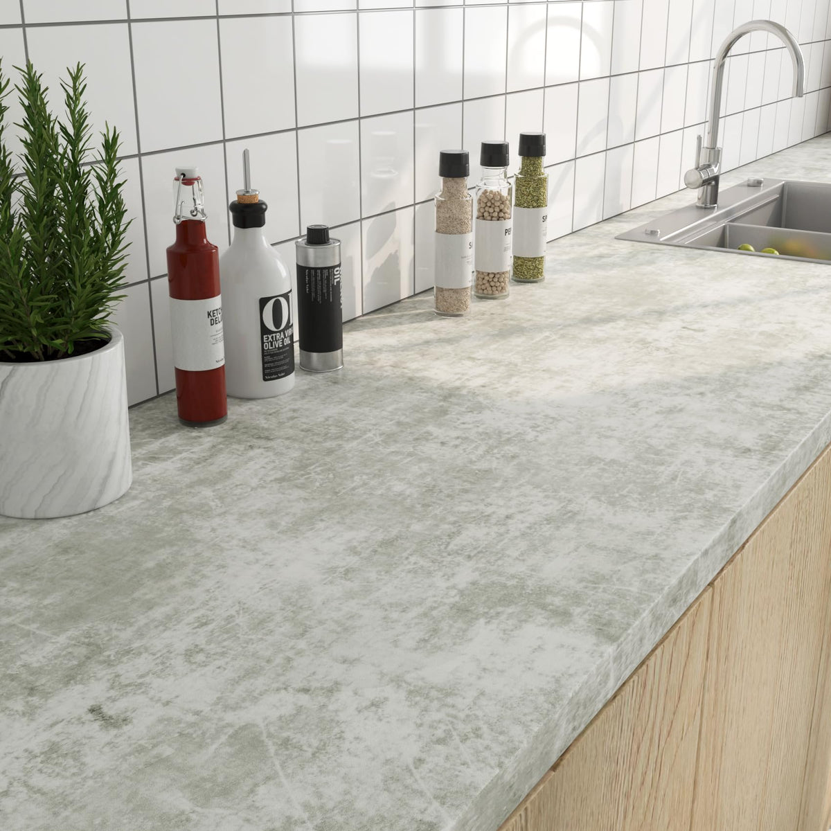 White Cement Vinyl Wallpaper 40cm x 7m Thick Light Grey Peel & Stick – Light Grey 40x7m