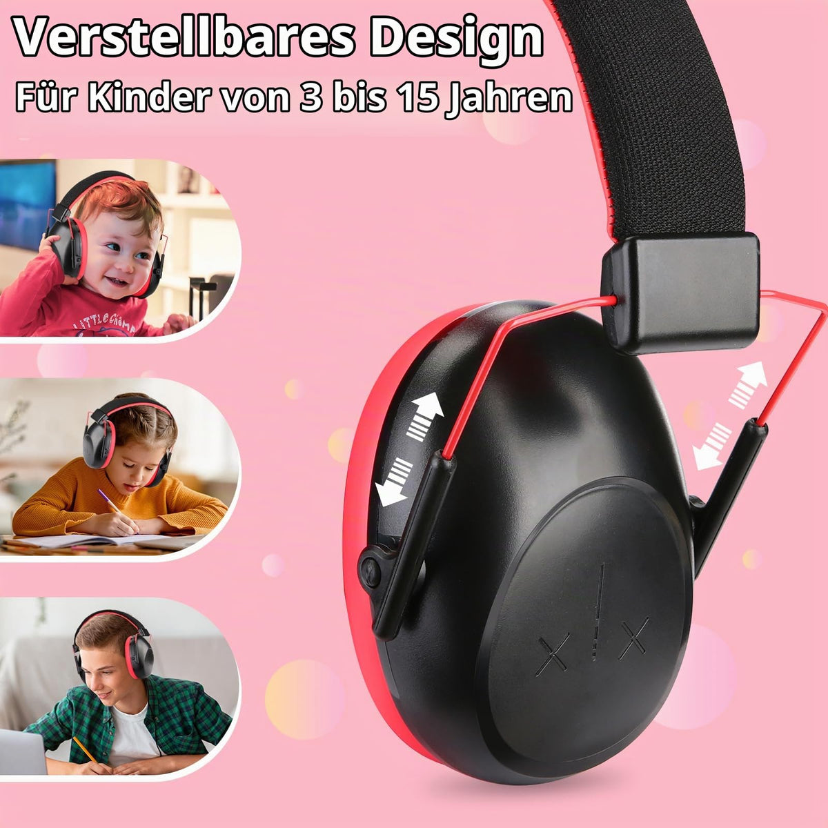 Children's Hearing Protection Earmuffs NRR 24dB Noise Cancelling – Black