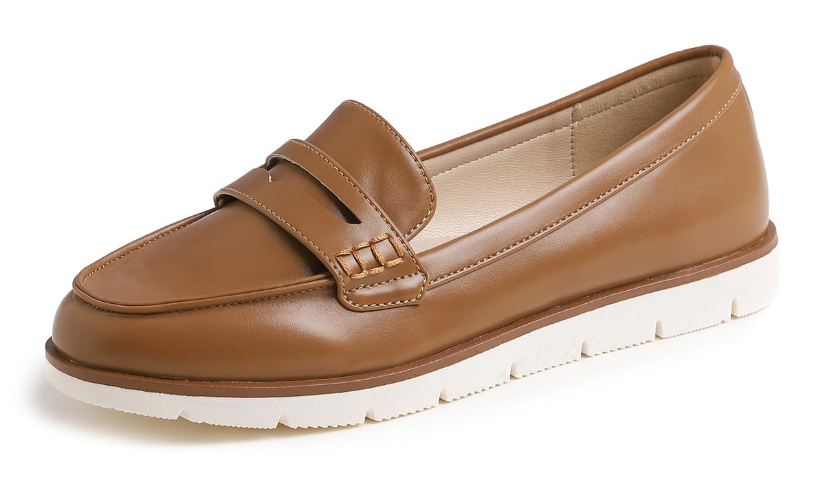 Mocasini comozi damă din piele ecologică flexibili – Camel EU 40