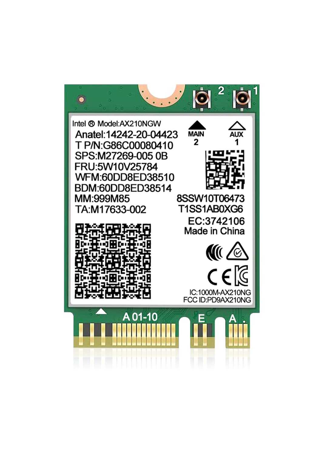 Placă de rețea wireless WiFi 6E Intel AX210 NGW cu Bluetooth 5.2 Tri-Band 5400Mbps – M.2/NGFF