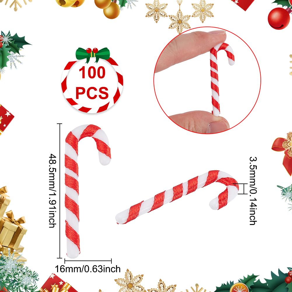Christmas Candy Cane Hanging Ornaments 100pc 48.5mm Spiral Plastic – Red/White