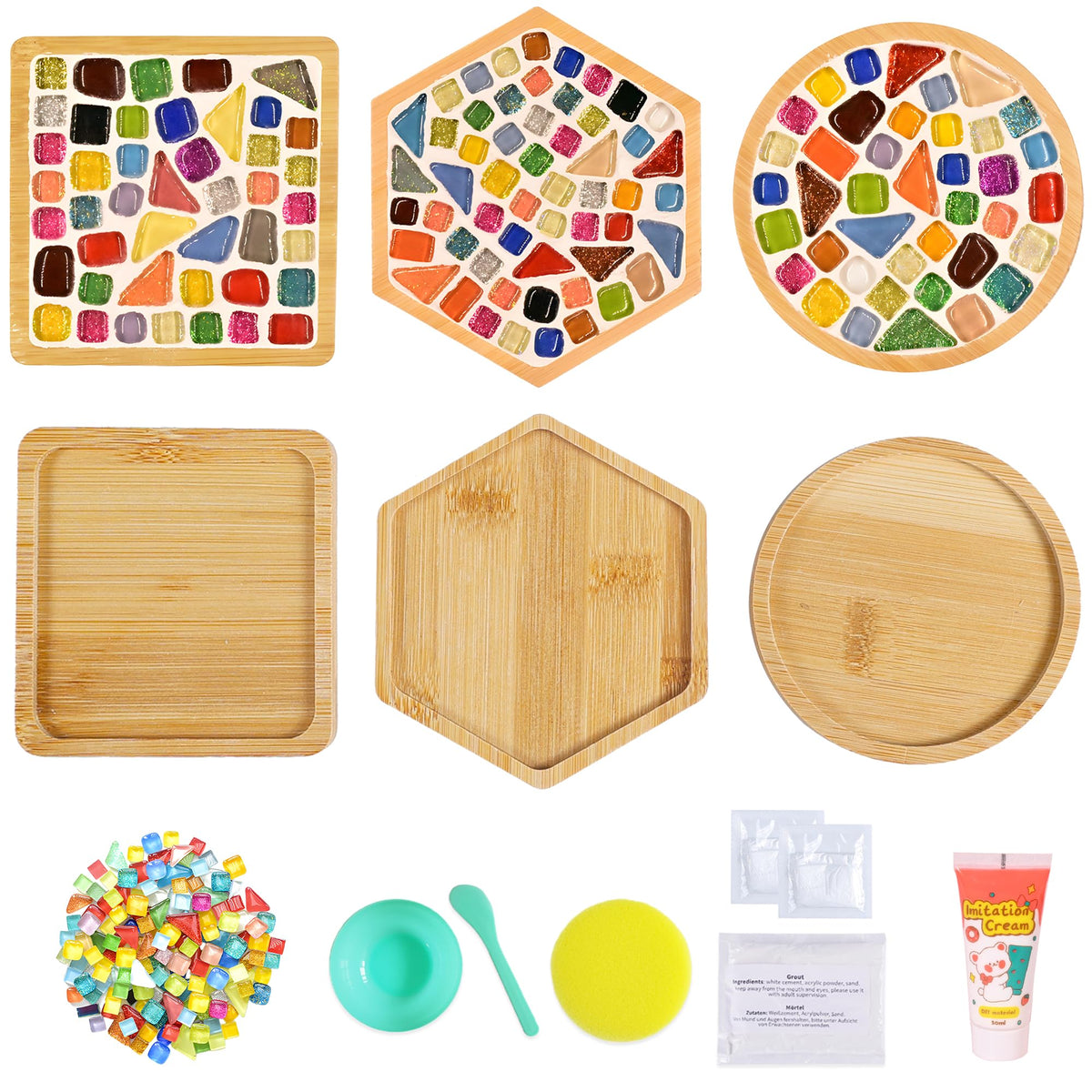 DIY Mosaic Coaster Craft Kit Creative 3-piece – 3 pcs