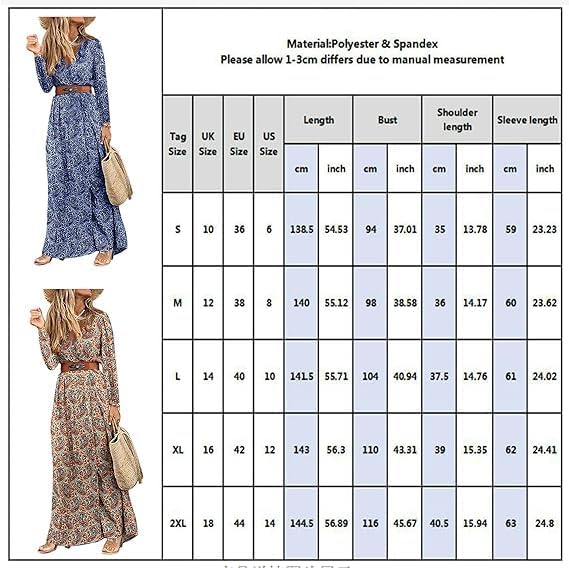 Women's Boho Floral Maxi Dress V-neck Short Sleeve High Waist with Belt – Floral