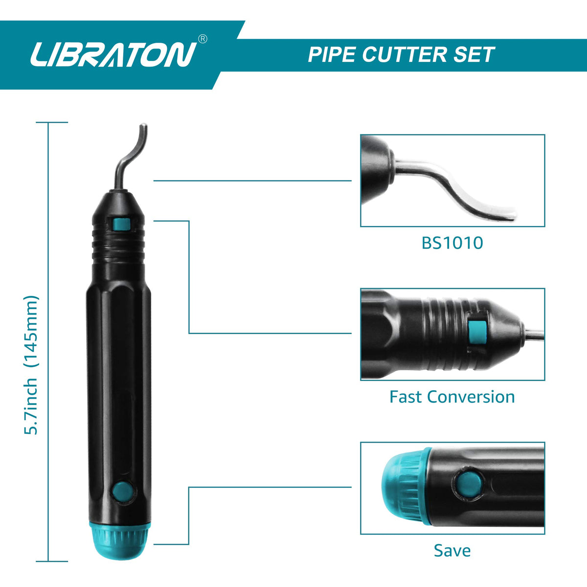 Libraton pipe cutter 5-50mm, pipe cutter stainless steel, pipe cutter for stainless steel pipes, pipe cutter with deburrer for cutting thin stainless steel, steel, copper pipe, aluminum