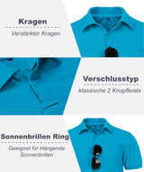 Men’s Short Sleeve Polo Shirt Breathable Golf with Glasses Holder Button Placket – Regular Fit