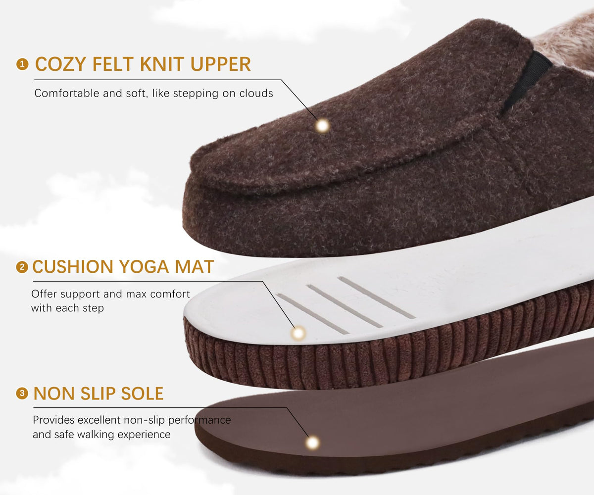 Men's Slippers Cotton Blend Corduroy Non-Slip Indoor/Outdoor – Black/White EU 45