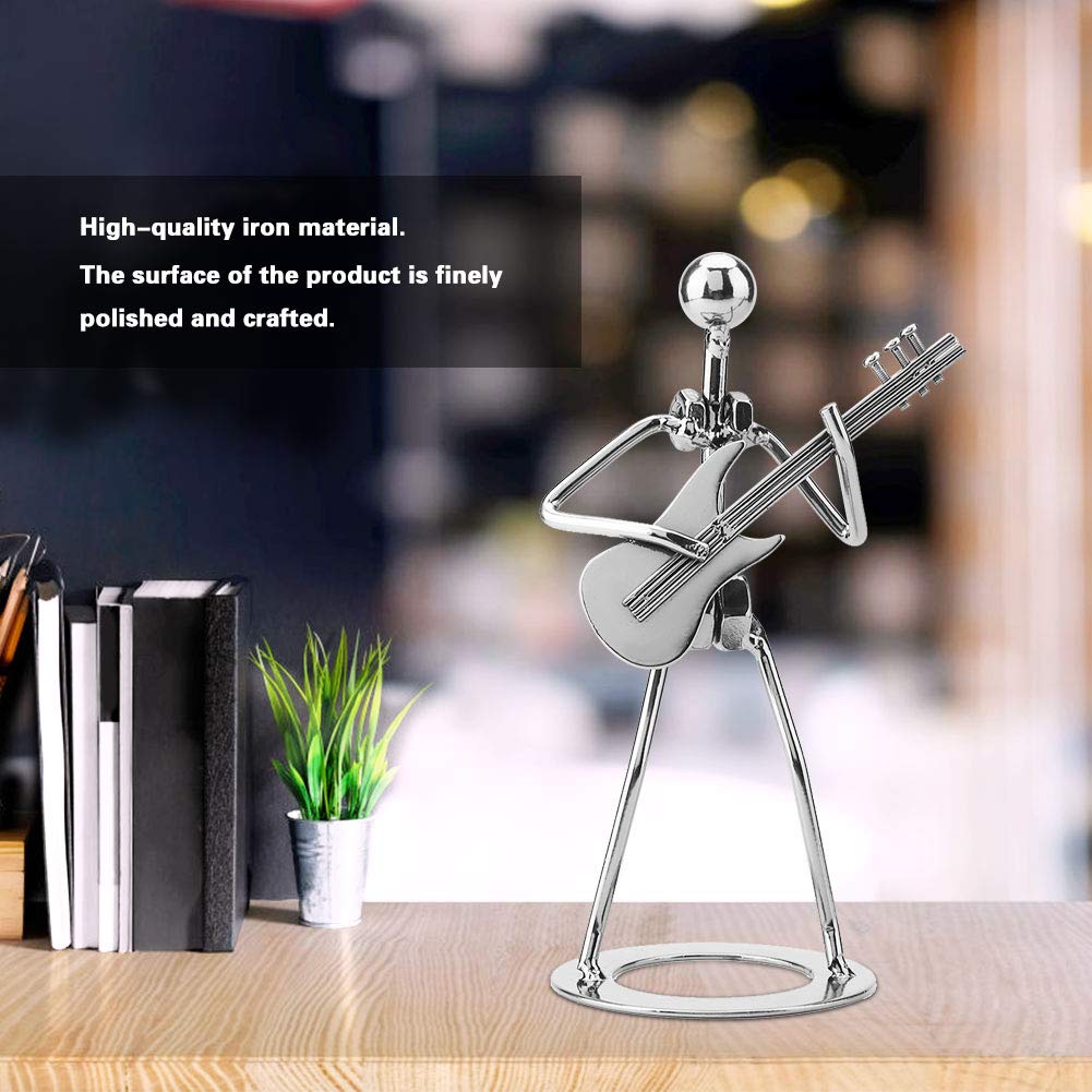 Metal Guitar Player Figurine Vintage Iron Sculpture – Decorative