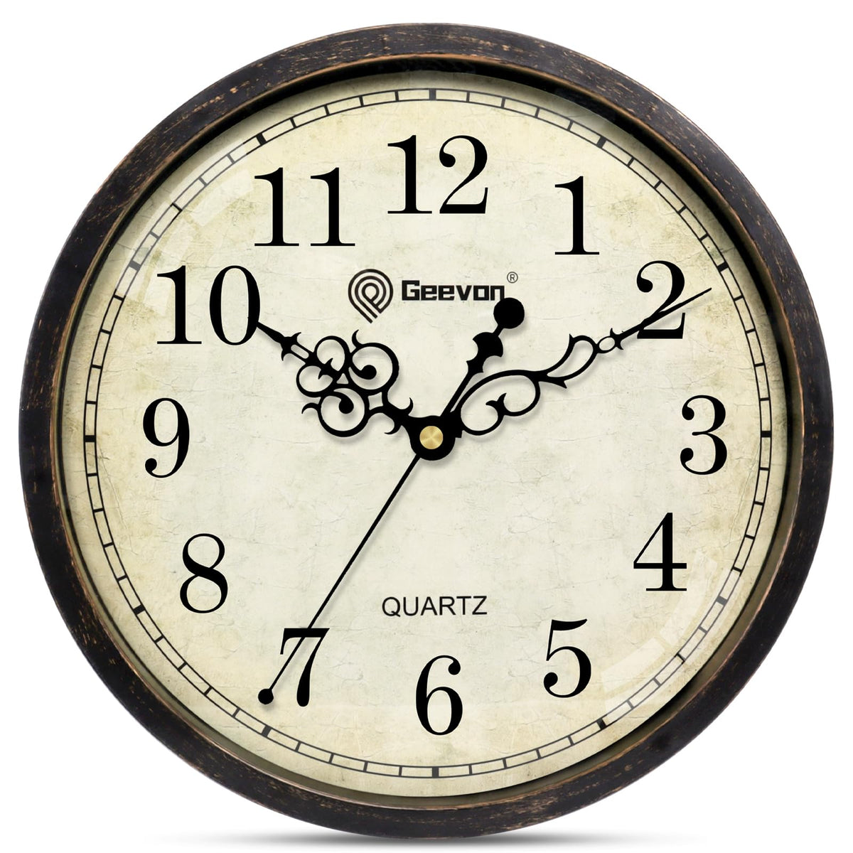 Ceas de perete vintage silențios cu mecanism quartz Geevon 30 cm – Stil retro