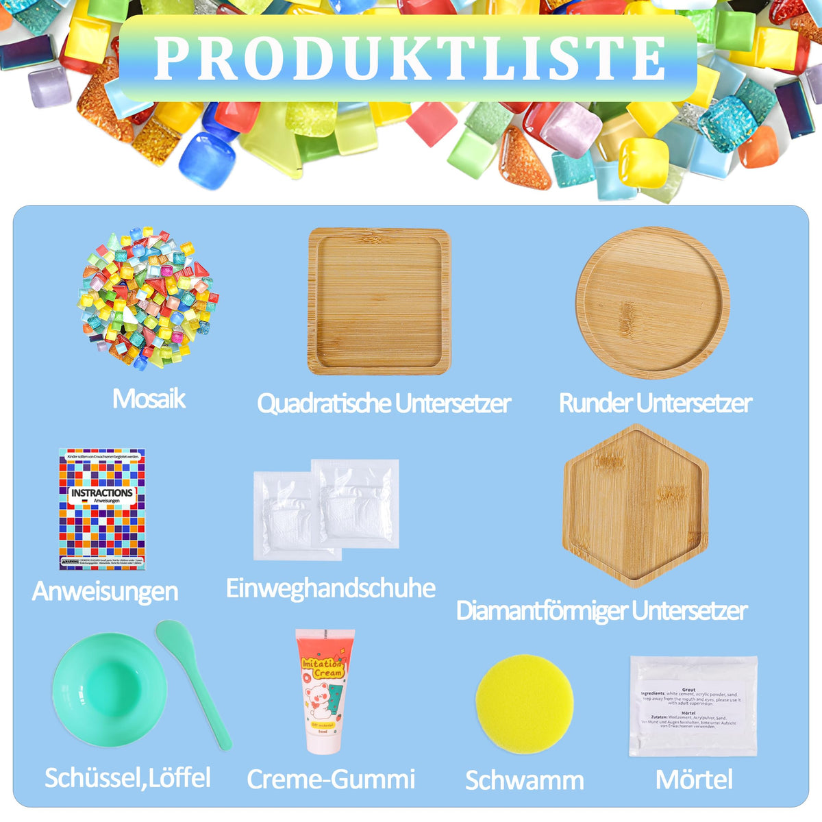 DIY Mosaic Coaster Craft Kit Creative 3-piece – 3 pcs