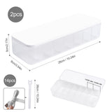FRETONBA Cable Storage Box 2 Pack, Transparent Cable Organizer Box with 7 Compartments and 14 Cable Ties for Storage on the Desk (Office)