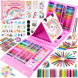 Children's 230+ Piece Colouring & Drawing Case with Oil Pastels & Watercolour Pens – Unicorn Ages 3–10