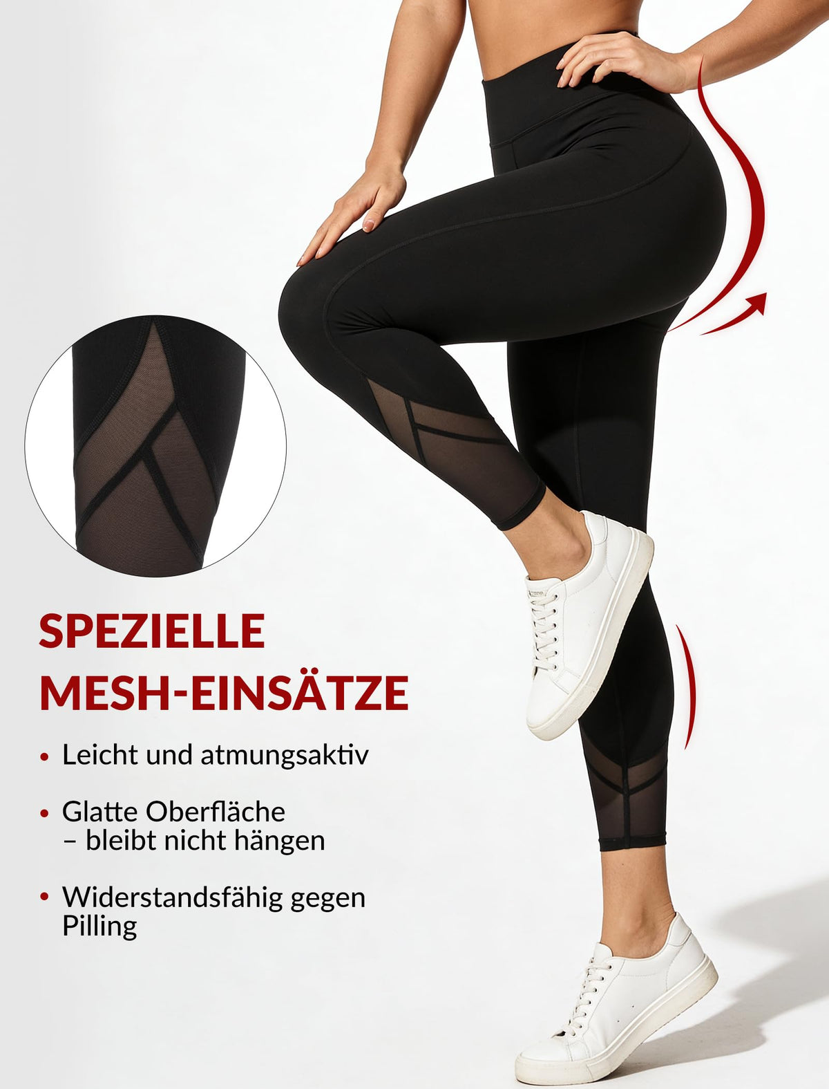 Colanți sport de yoga damă cu talie înaltă opaci și inserții din plasă – Negru S