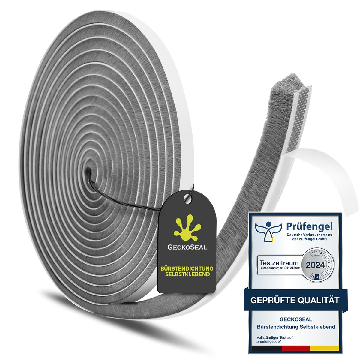 Self-Adhesive Brush Seal 6m 9x9mm for Doors & Windows – Grey