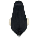 Women's Long Straight Black Wig with Necklace – Addams Costume Halloween
