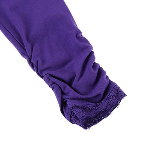 Girls' Stretch Leggings Cotton School Yoga Tights – Black/Purple/Navy 122