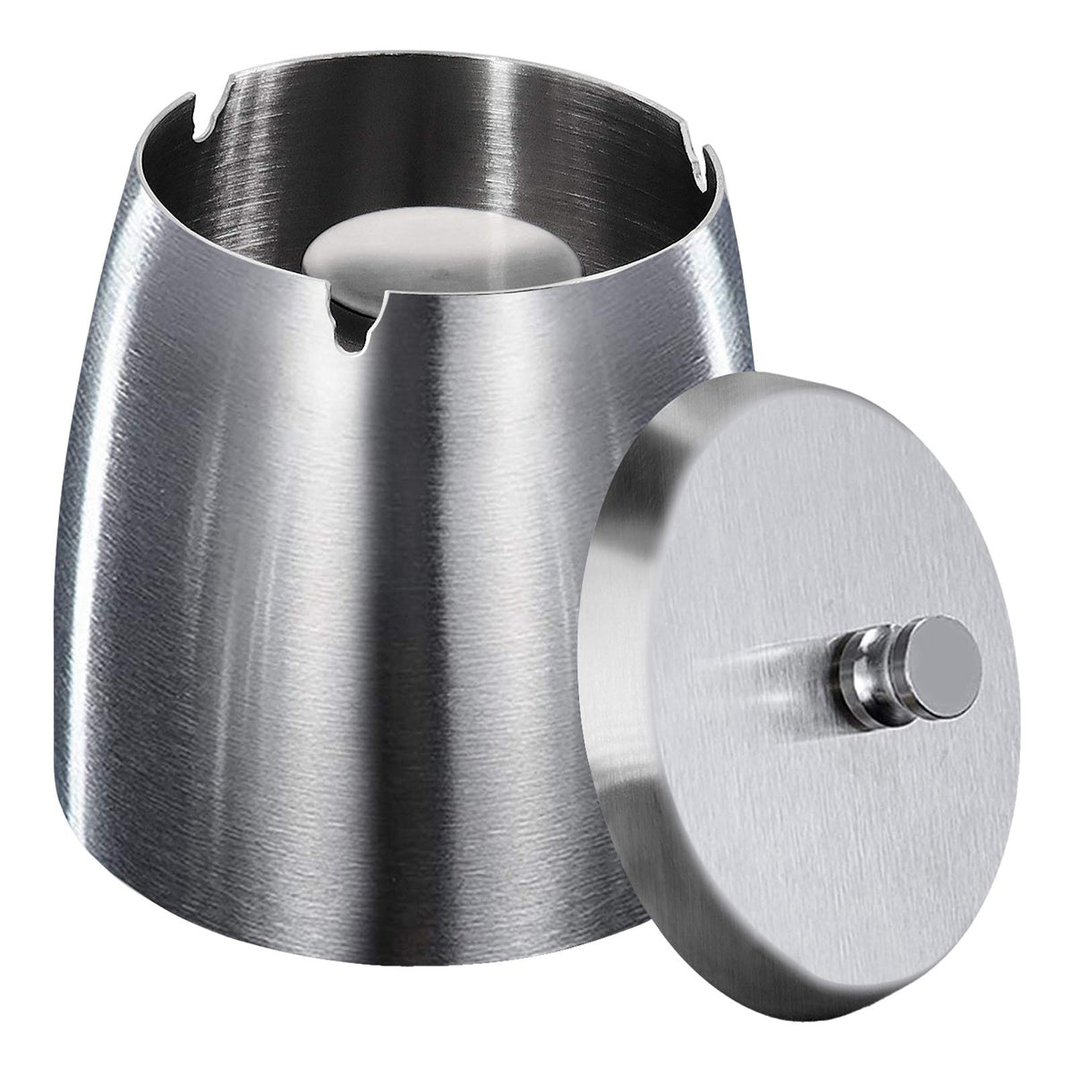Scrumieră mare de exterior din inox cu capac antivânt – Argintiu