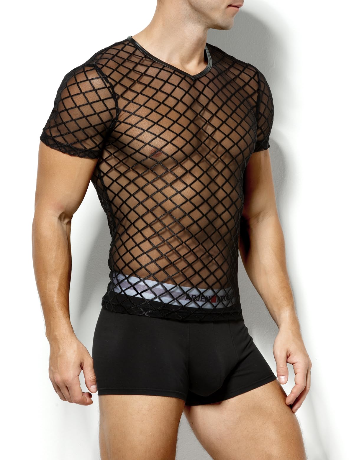 Tricou mulat bărbătesc transparent din plasă cu mânecă scurtă Casey Kevin