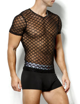 Tricou mulat bărbătesc transparent din plasă cu mânecă scurtă Casey Kevin