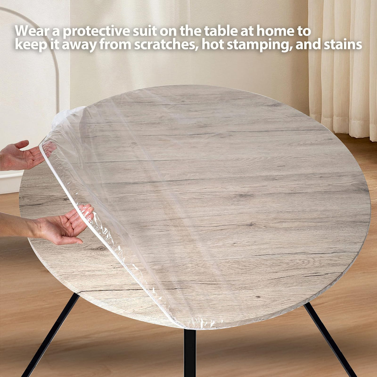 Round Elastic Tablecloth Weatherproof Outdoor Transparent with Elastic Band – Transparent 180 cm