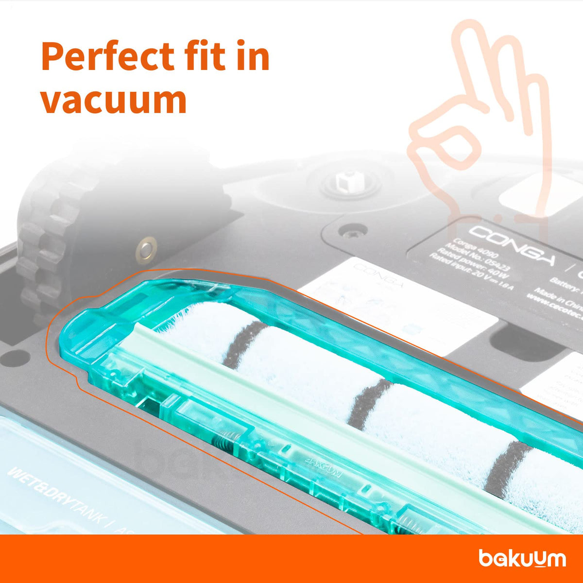 BAKUUM 1 x Cover for central brush + 2 side brushes for Cecotec Conga 5090 5490 6090 7090 IA